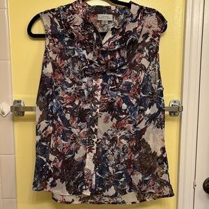 Tahari  ASL Floral Sleeveless Blouse Size Medium